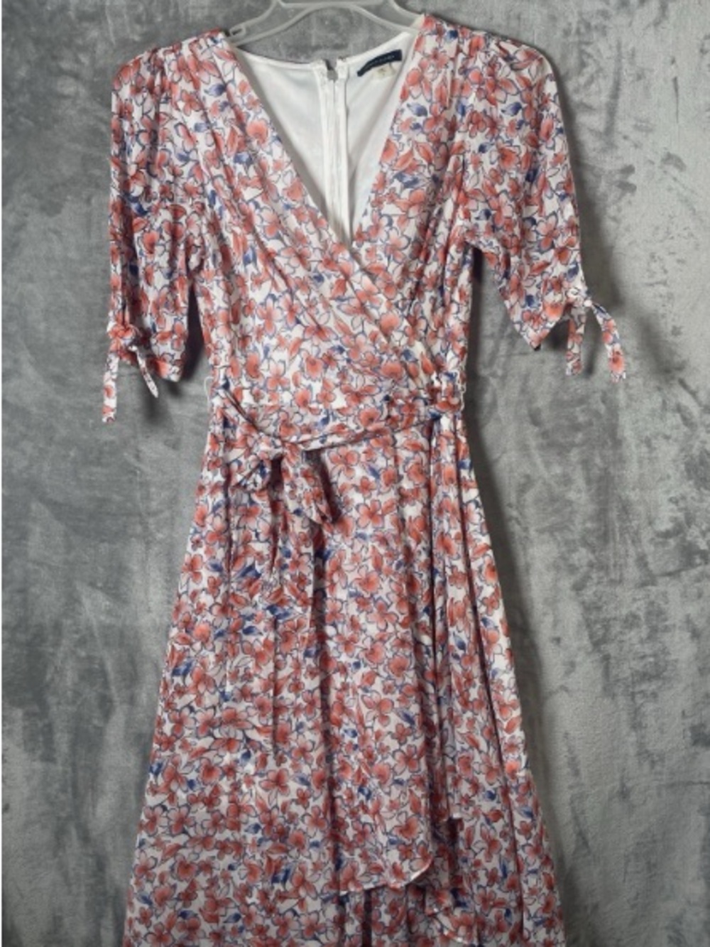 Floral Wrap Midi Dress in Coral Pink